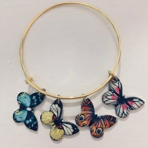 Handmade Butterfly Charm Bangle Bracelet
